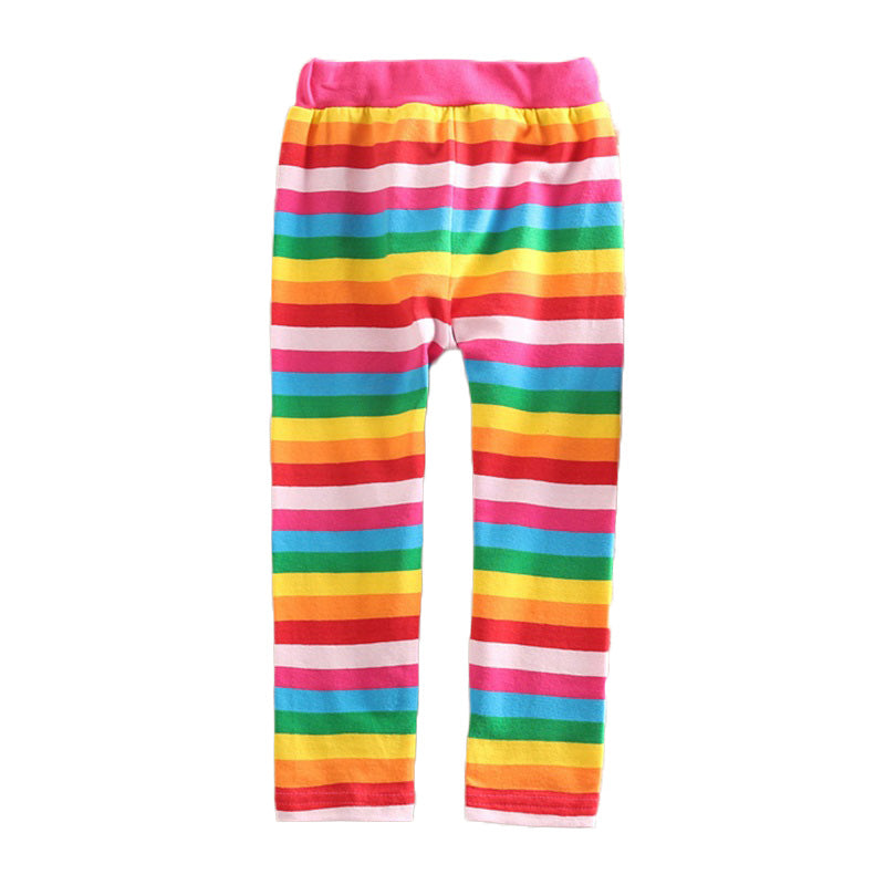 Vikita Colorful Flower Rainbow Long Sleeve T-Shirt + Rainbow Leggings Pant Set