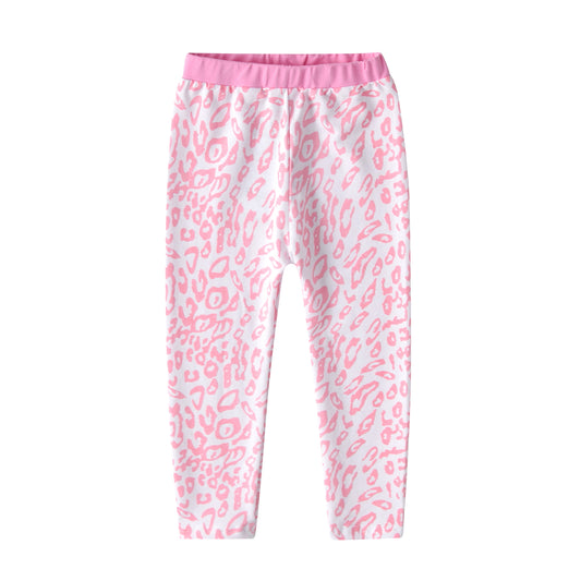 3PCS Rainbow Butterfly Leopard Girl Toddler Cotton Skinny Leggings Pant Set