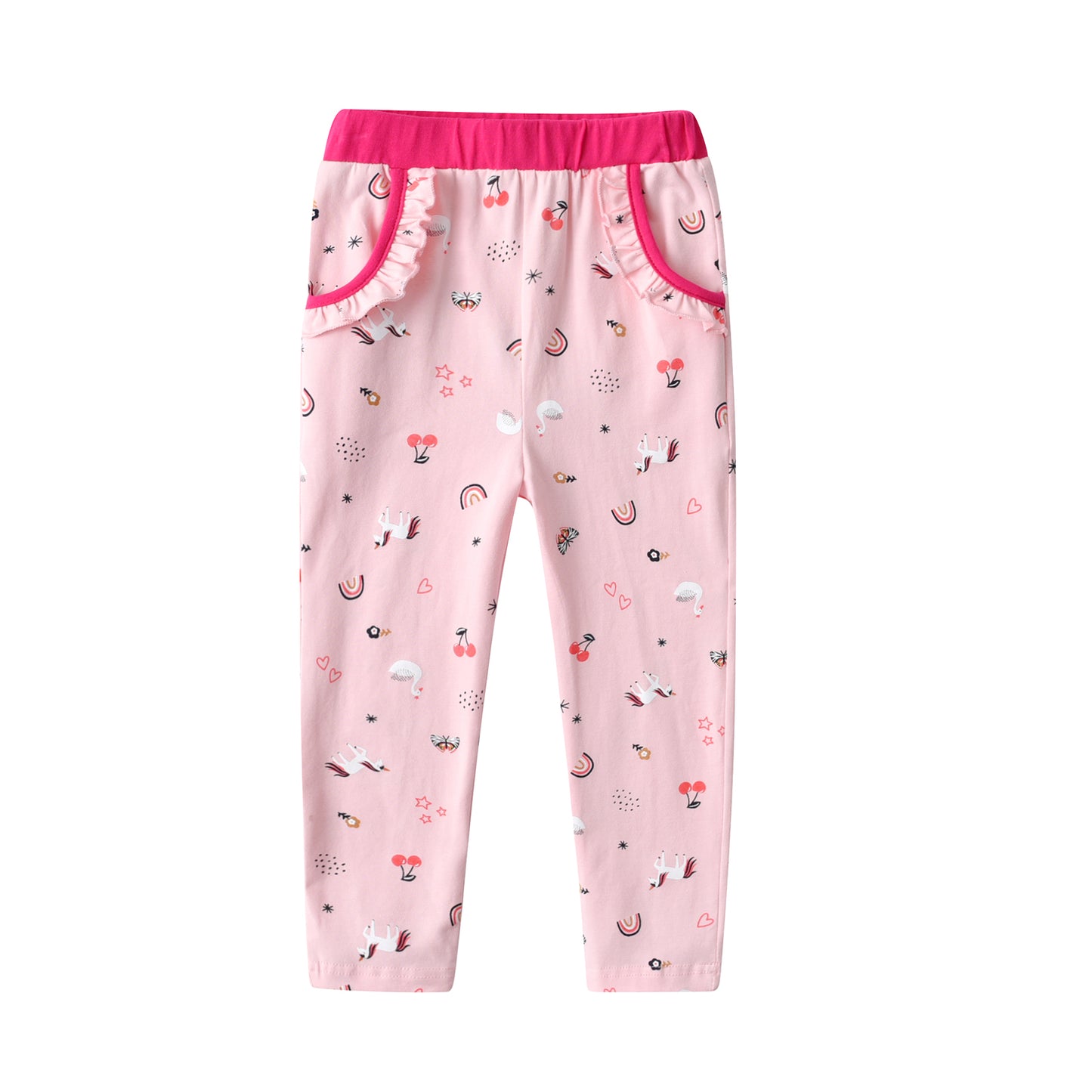 3PCS Pink Butterfly Love Heart Girl Toddler Cotton Skinny Leggings Pants Set