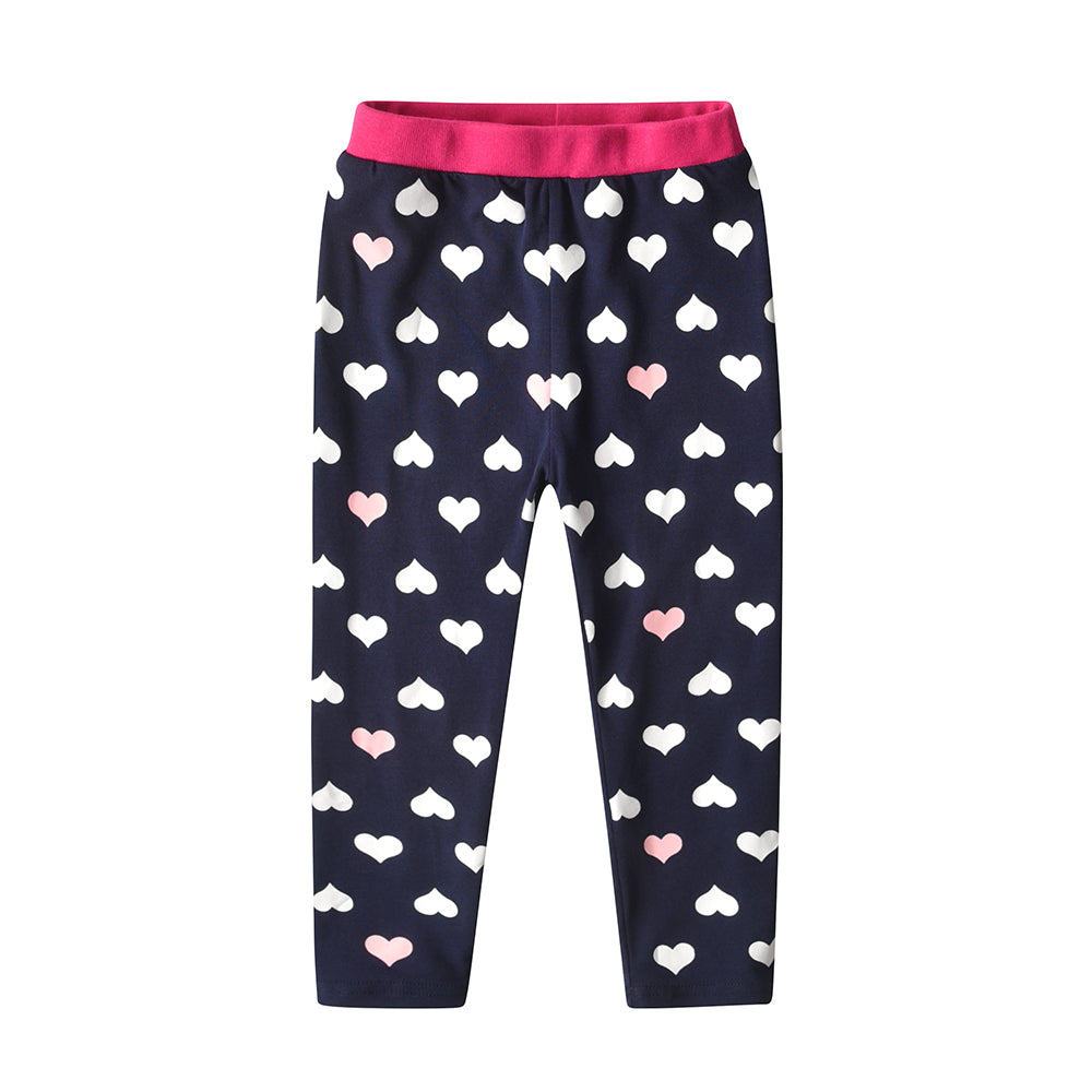 3PCS Rainbow Love Heart Little Girl Toddler Cotton Skinny Leggings Pants Set