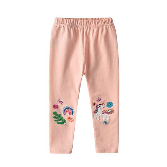 3PCS Sunshine Rainbow Unicorn Leggings Little Girl Toddler Cotton Skinny Leggings Pants Set