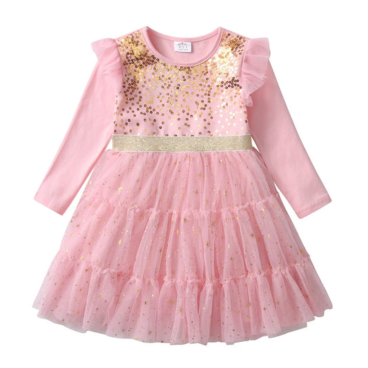 Shiny Beads Sequined Girl Toddler Princess Tutu Dress for Birthday Party