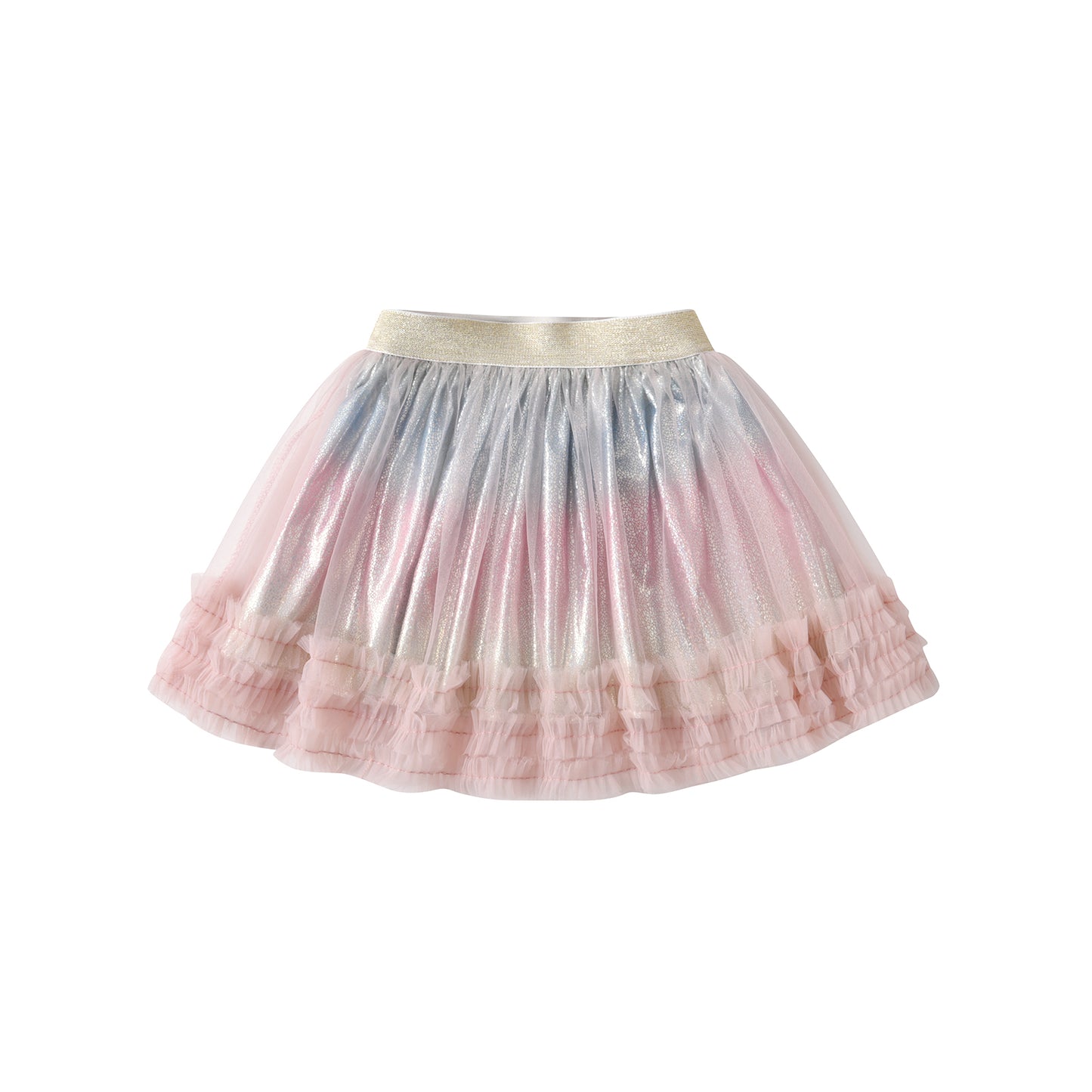 2Y-8Y Pink Gradient Ruffle Tulle Tutu Skirts for Girls Toddler