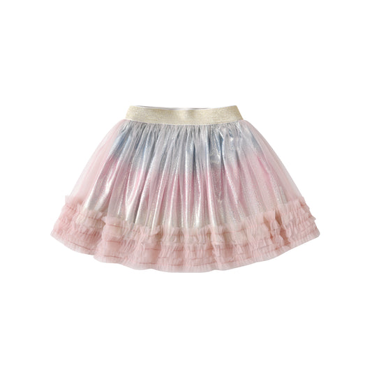 2Y-8Y Pink Gradient Ruffle Tulle Tutu Skirts for Girls Toddler
