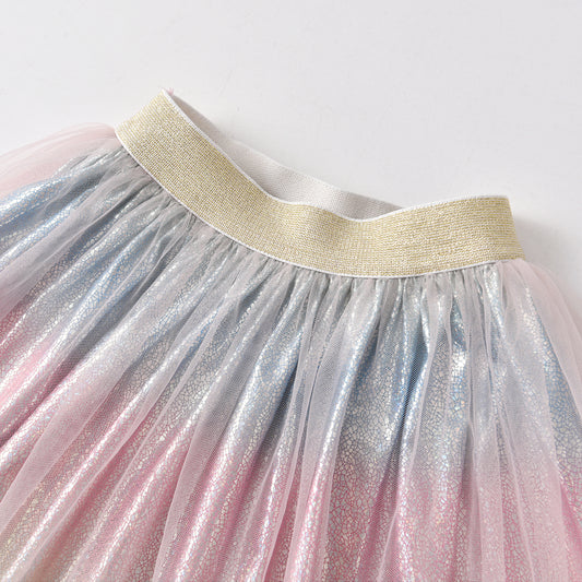 2Y-8Y Pink Gradient Ruffle Tulle Tutu Skirts for Girls Toddler