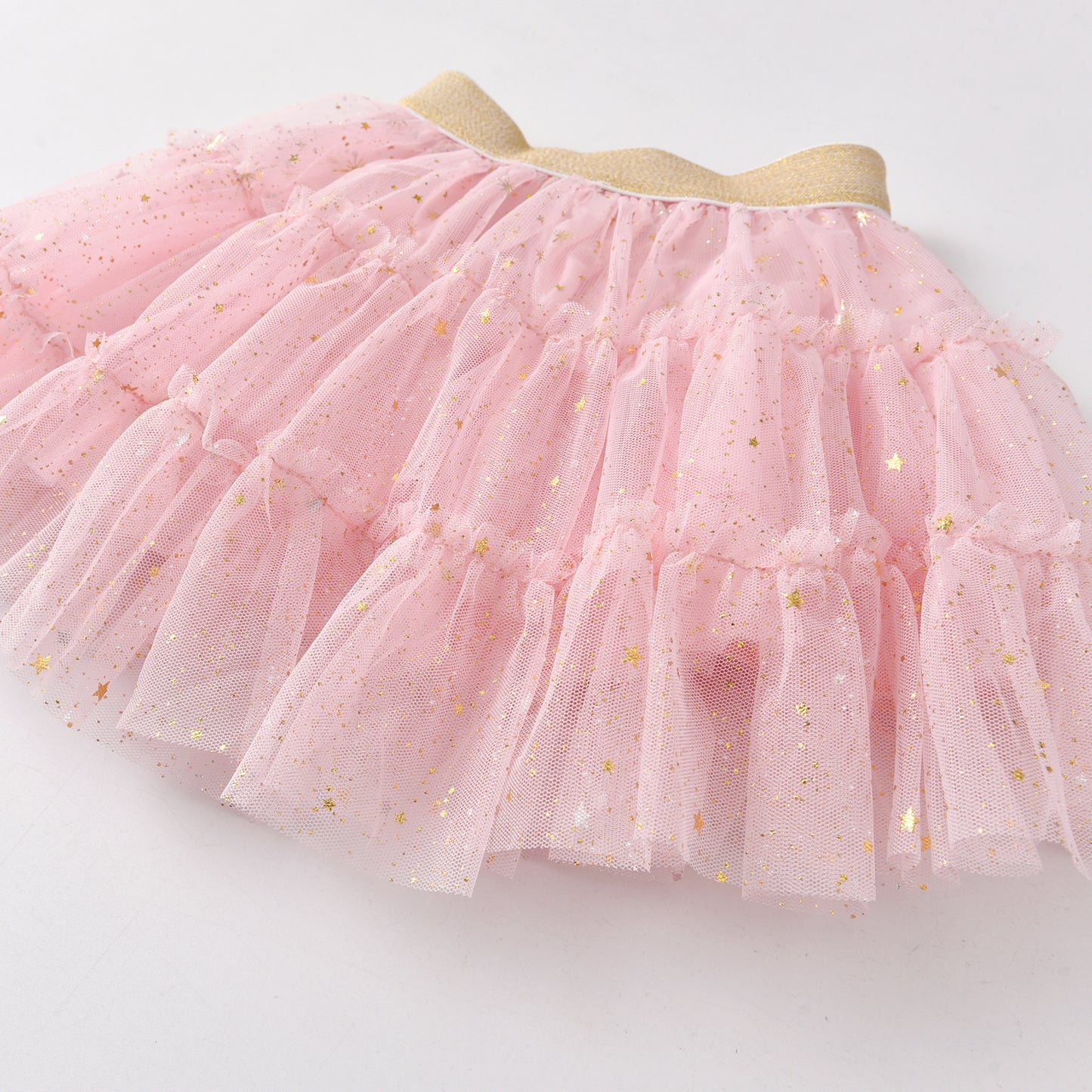 2Y-8Y Pink Star Gathered Tulle Tutu Skirts for Girls Toddler
