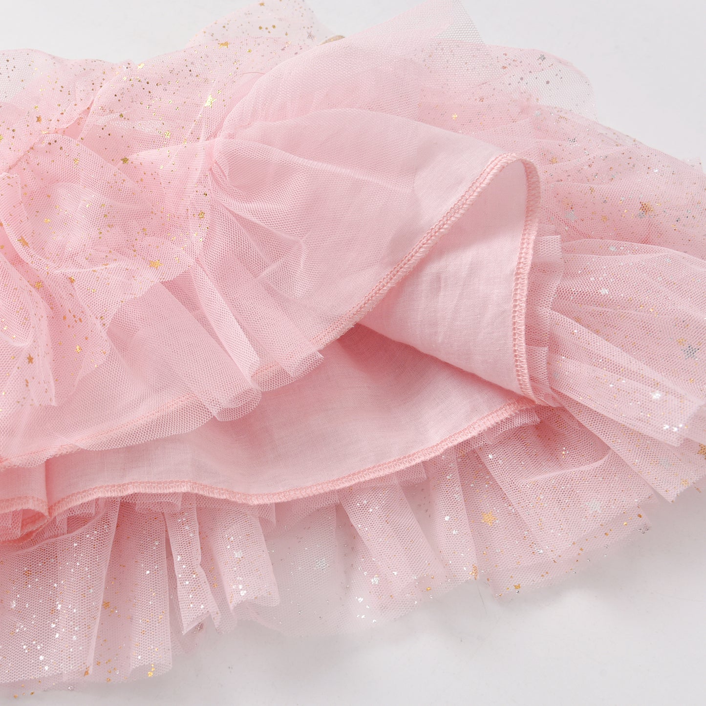 2Y-8Y Pink Star Gathered Tulle Tutu Skirts for Girls Toddler