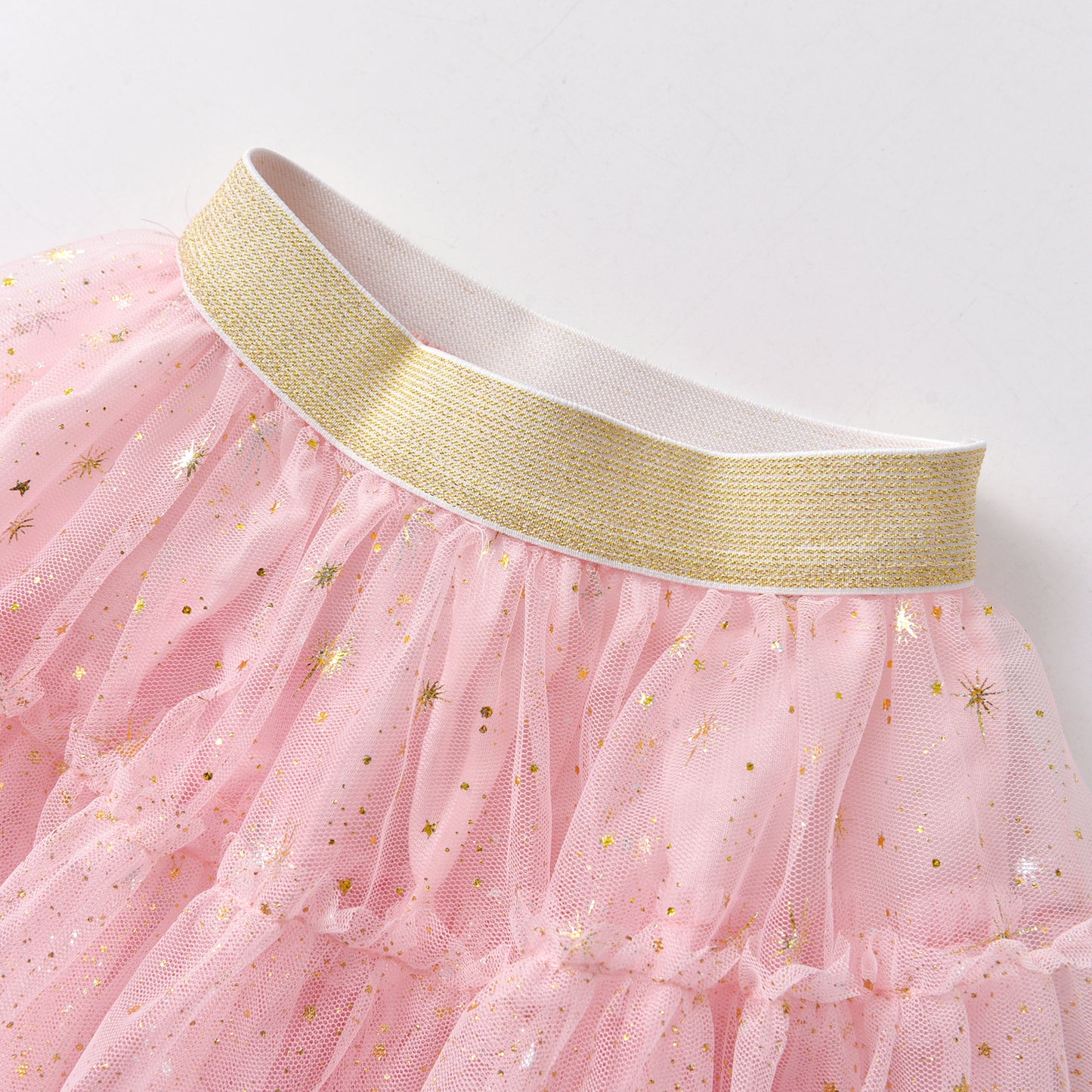 2Y-8Y Pink Star Gathered Tulle Tutu Skirts for Girls Toddler