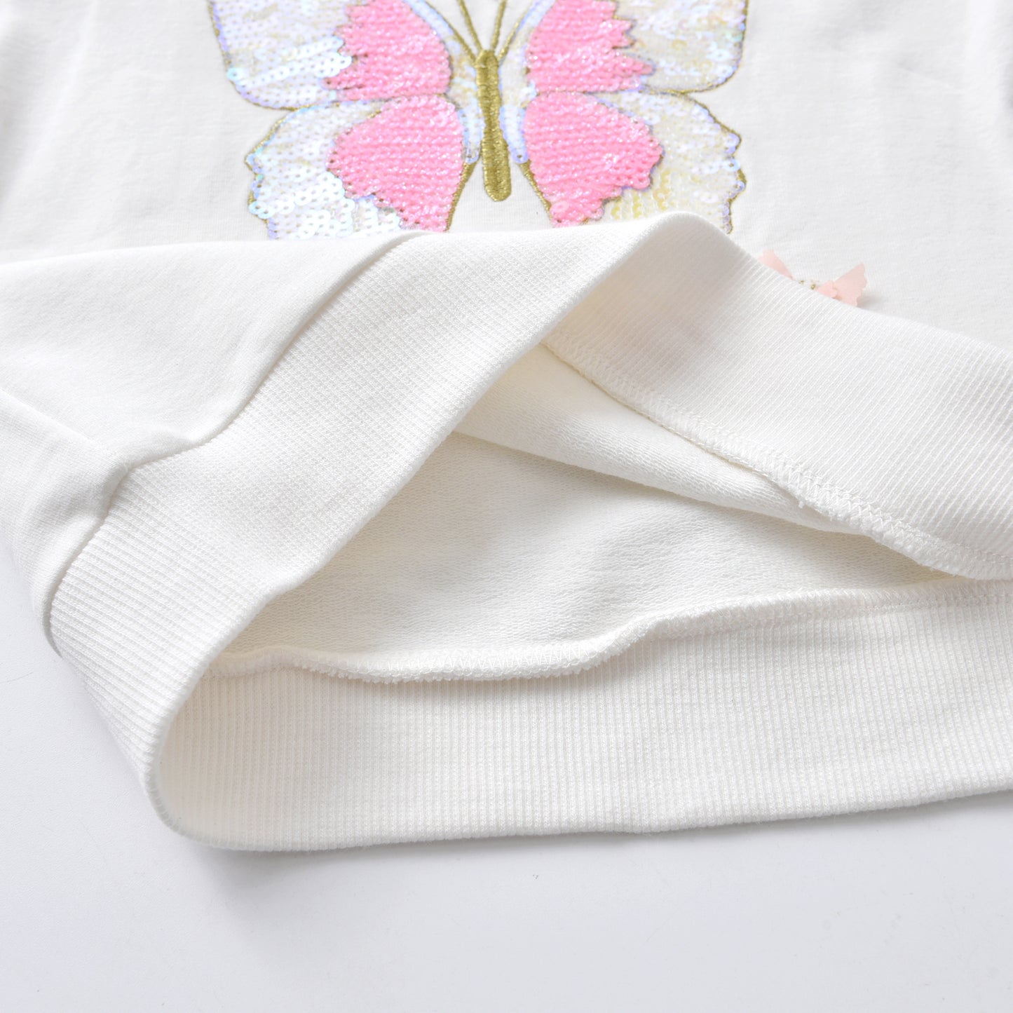 Sequins Butterfly White Sweatshirt Girl Toddler Long Sleeve Tops