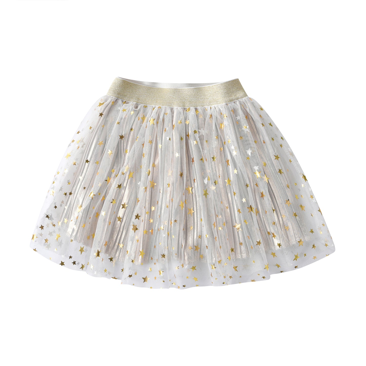 2Y-8Y Star Pattern White Gathered Tulle Tutu Skirts for Girls Toddler