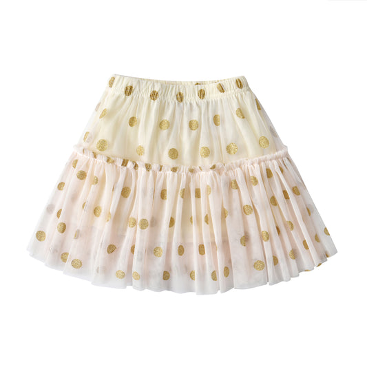 2Y-8Y Bling Spot Pattern Yellow Ruffle Tulle Tutu Skirts for Girls Toddler