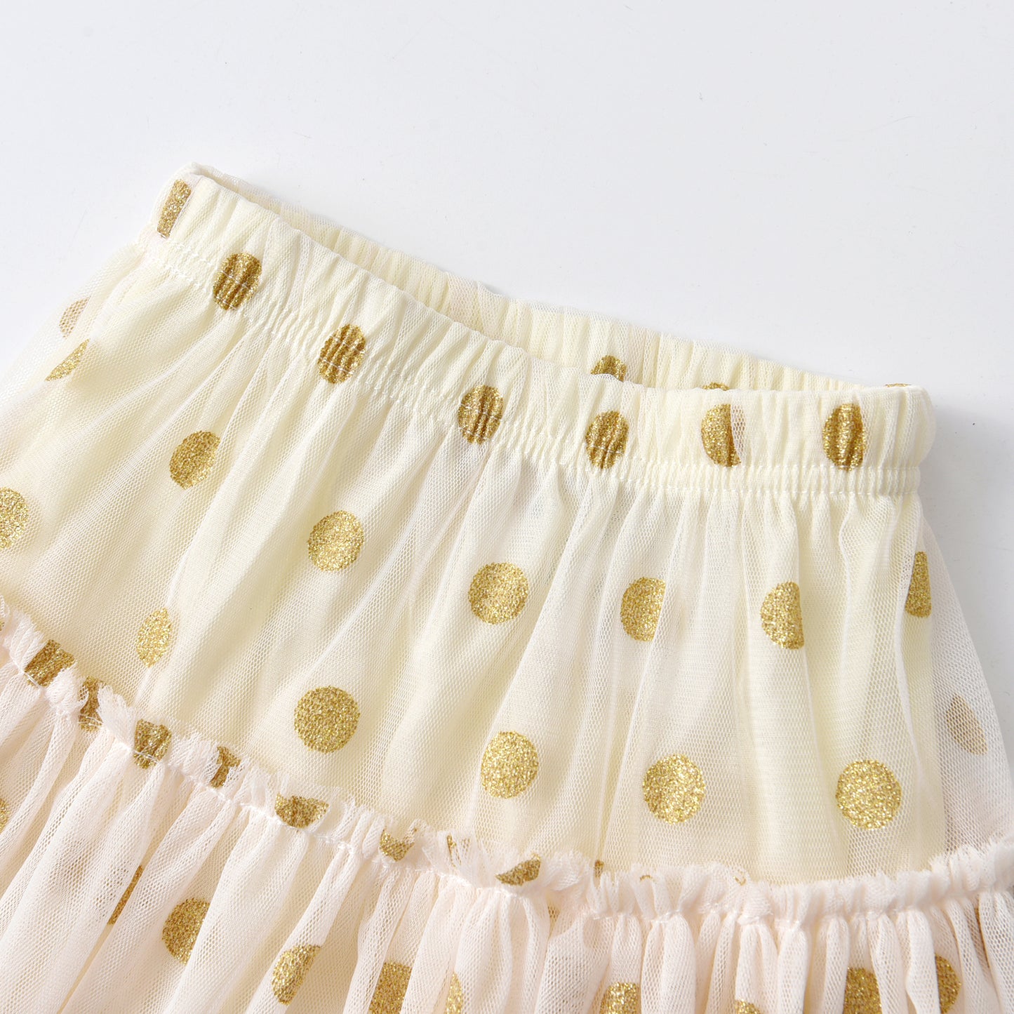 2Y-8Y Bling Spot Pattern Yellow Ruffle Tulle Tutu Skirts for Girls Toddler
