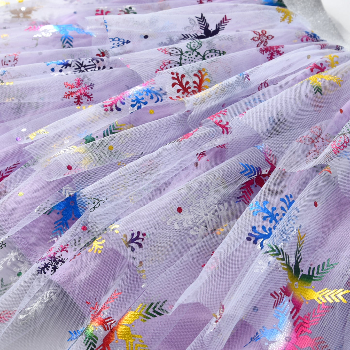 2Y-8Y Christmas Snowflake Pattern Purple Layered Tulle Tutu Skirts for Girls Toddler