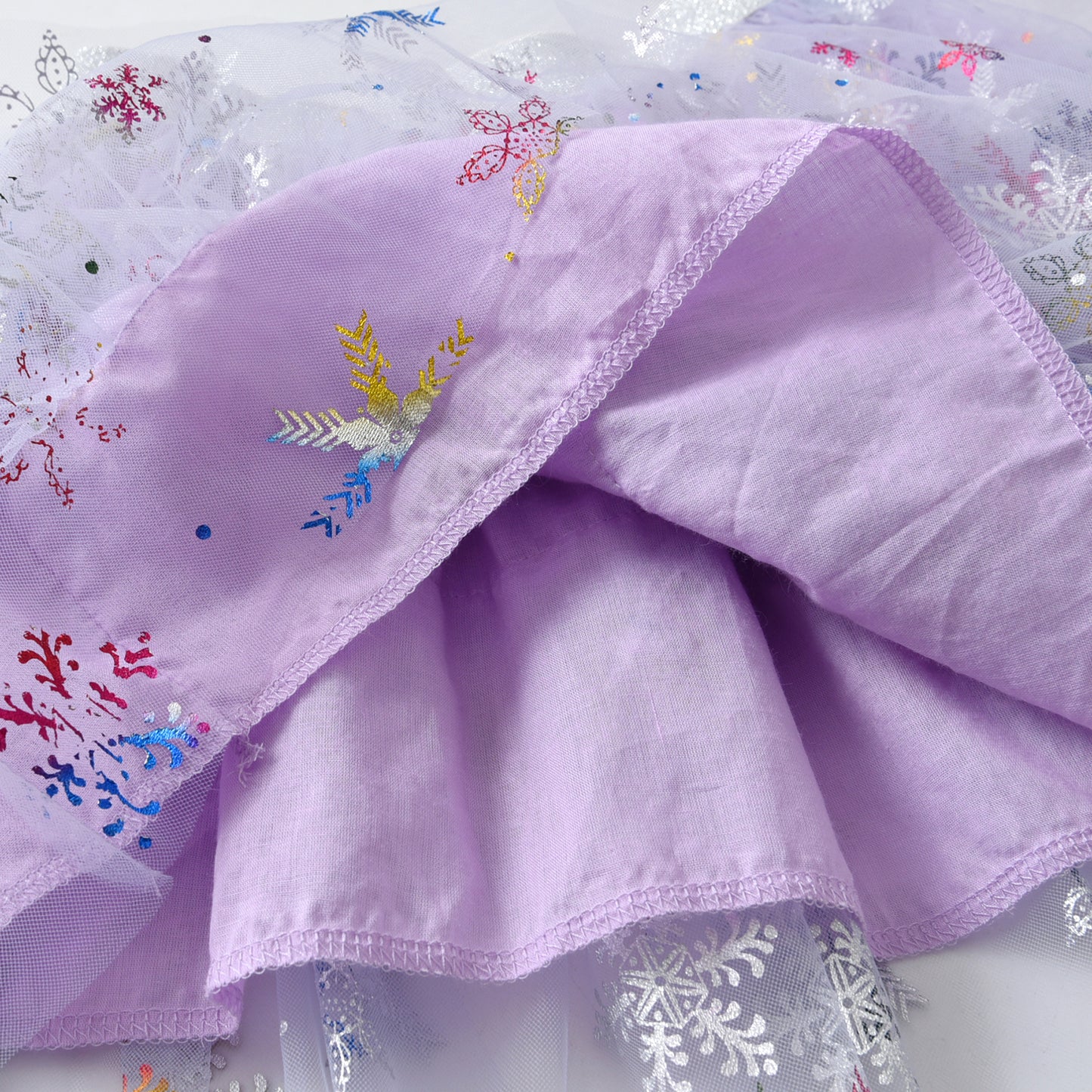 2Y-8Y Christmas Snowflake Pattern Purple Layered Tulle Tutu Skirts for Girls Toddler