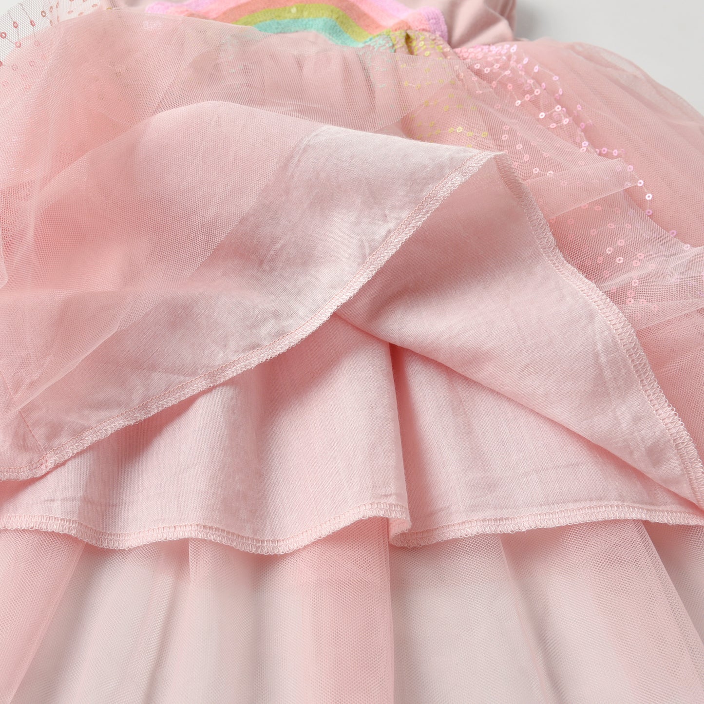 2Y-8Y Girls Sleeveless Dress Sequins Rainbow Pink Tulle Tutu Dress for Toddler Girl