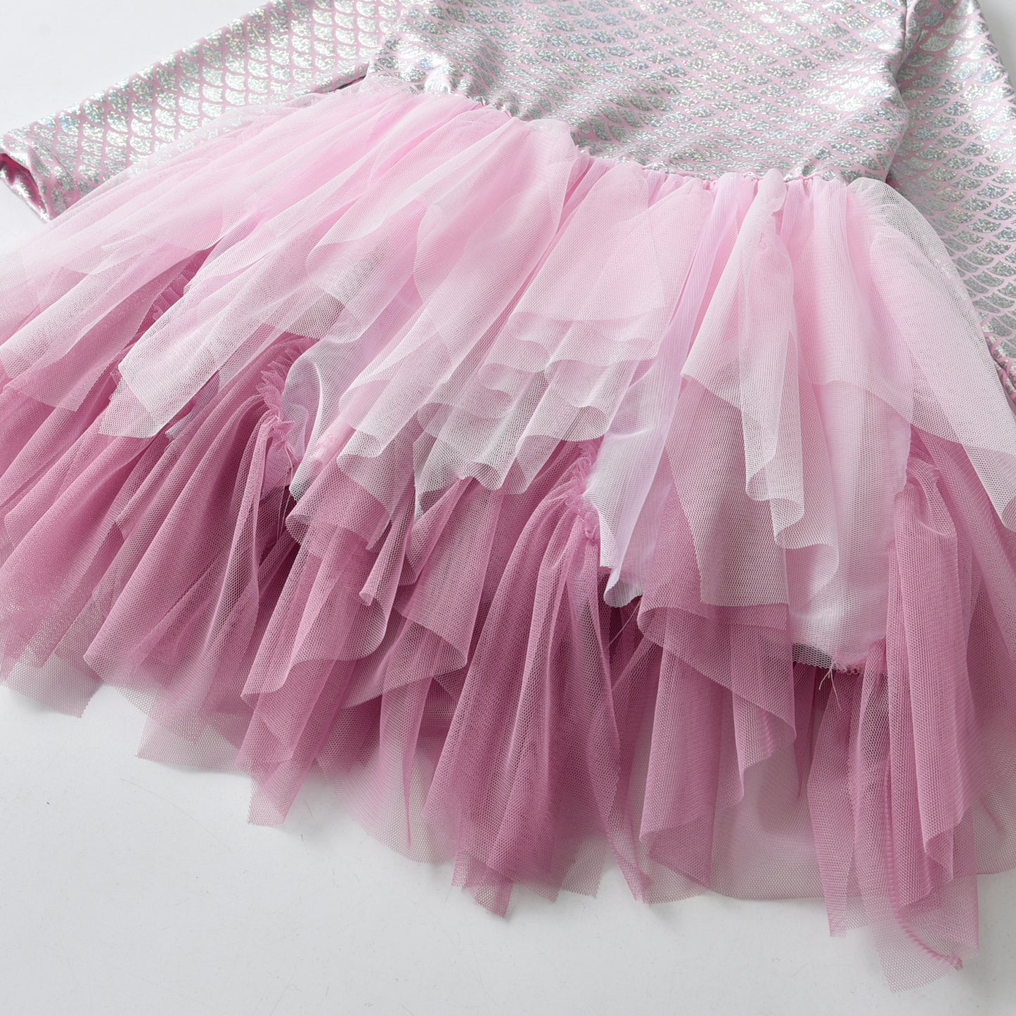 2-8Y Pink Girls Mermaid Tutu Dress Princess Party Girls Toddler Dress