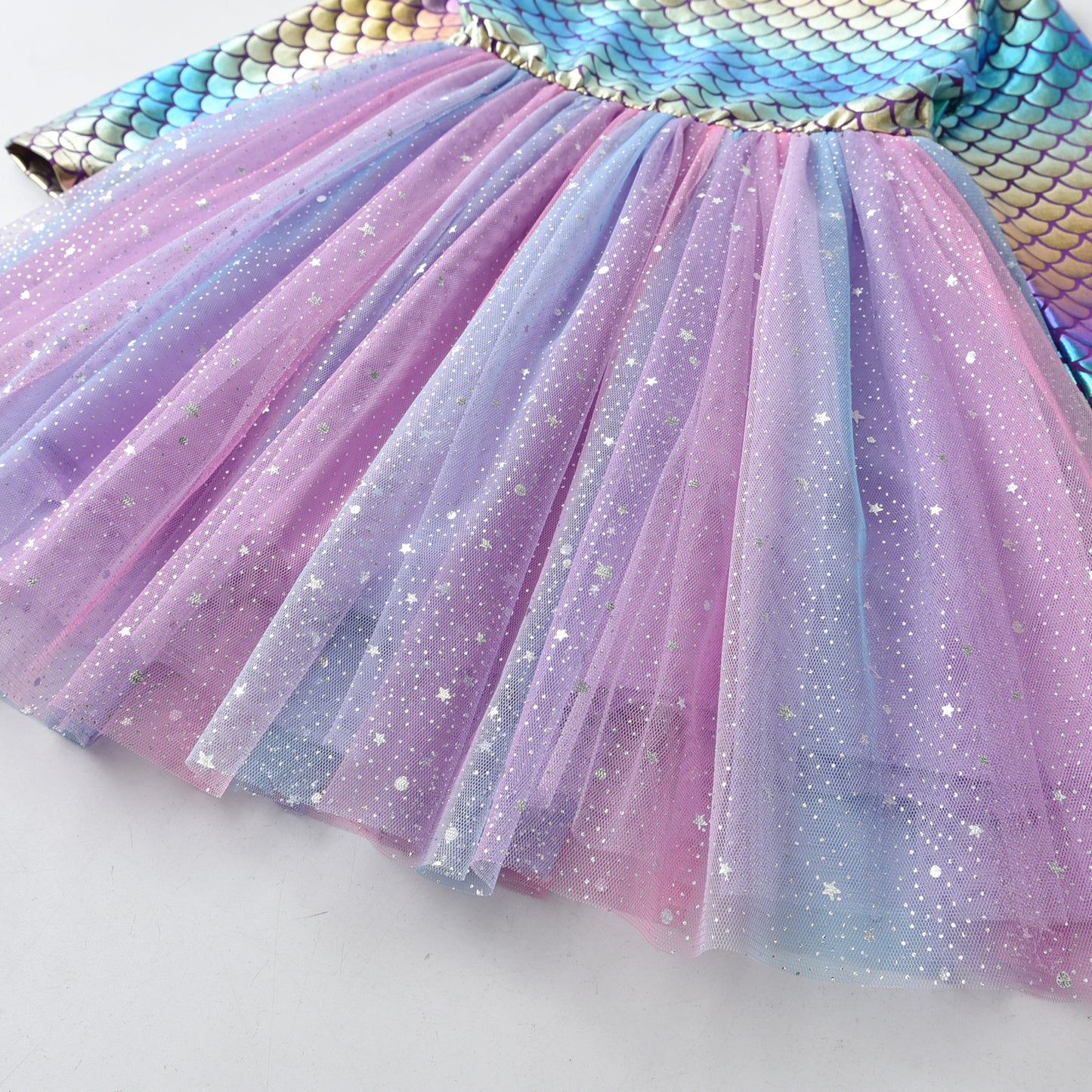 2-8Y Gradient Mermaid Top Star Tulle Tutu Dress for Girls Toddler