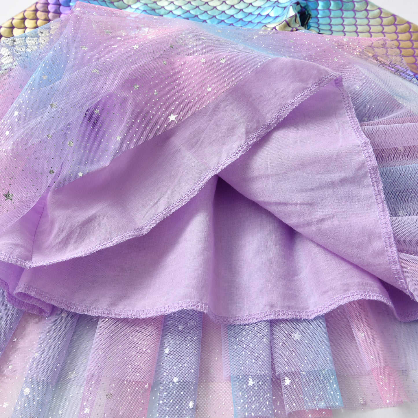 2-8Y Gradient Mermaid Top Star Tulle Tutu Dress for Girls Toddler