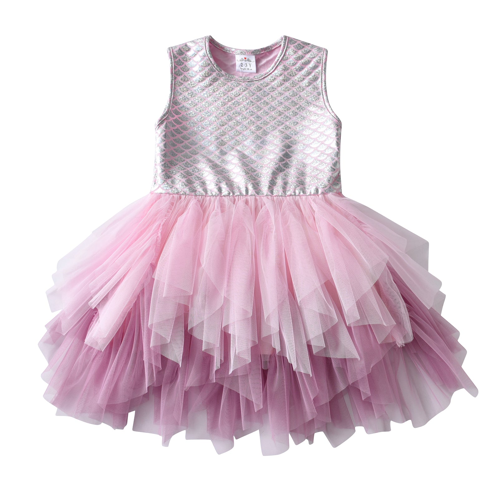 2-8Y Girls Mermaid Dress Pink Mermaid Tutu Dress Princess Party Girls Toddler Dress