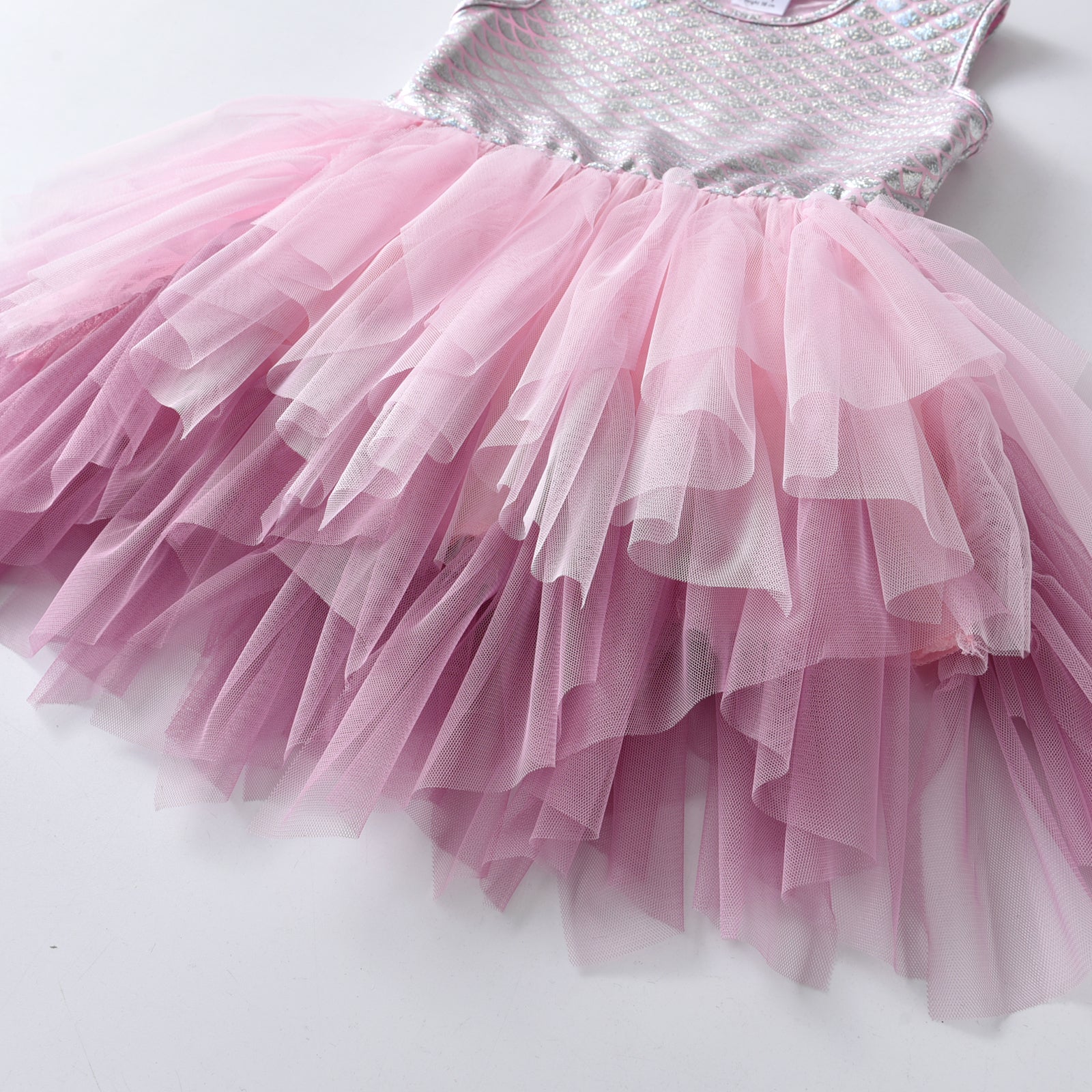 2-8Y Girls Mermaid Dress Pink Mermaid Tutu Dress Princess Party Girls Toddler Dress
