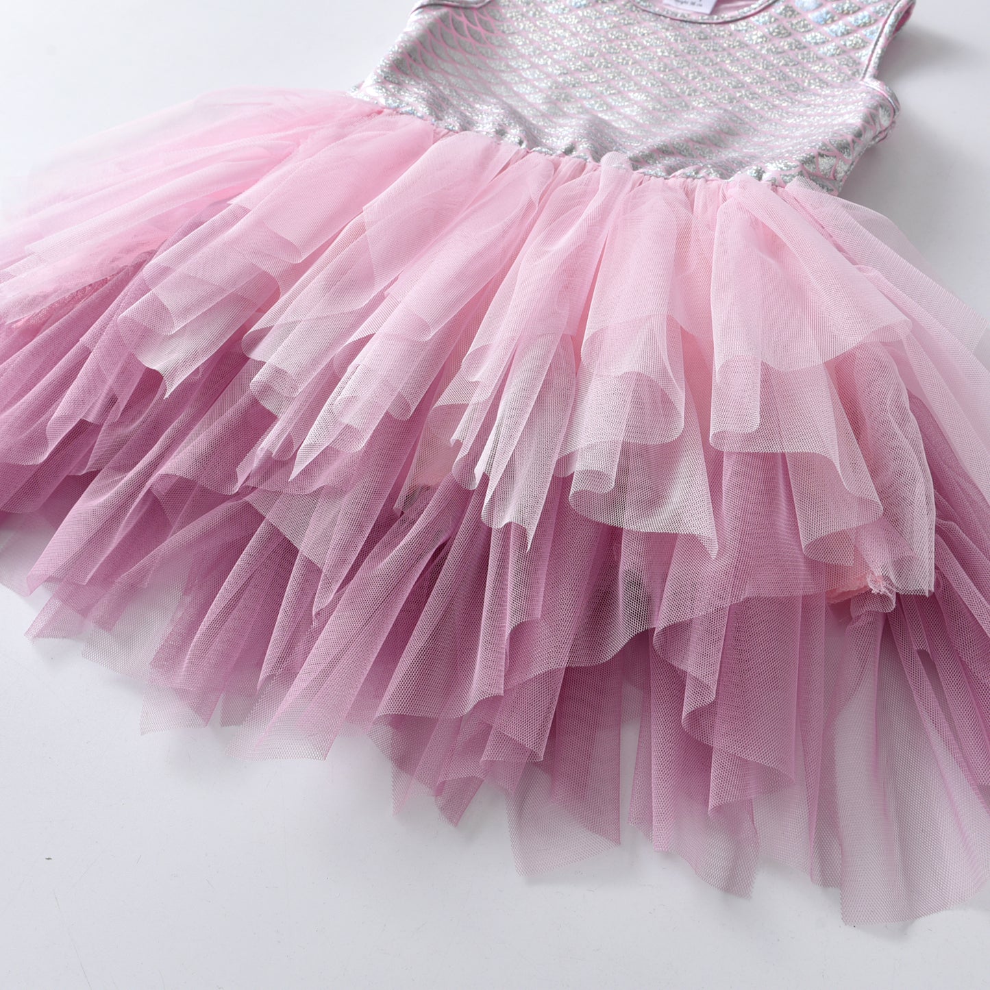2-8Y Girls Mermaid Dress Pink Mermaid Tutu Dress Princess Party Girls Toddler Dress