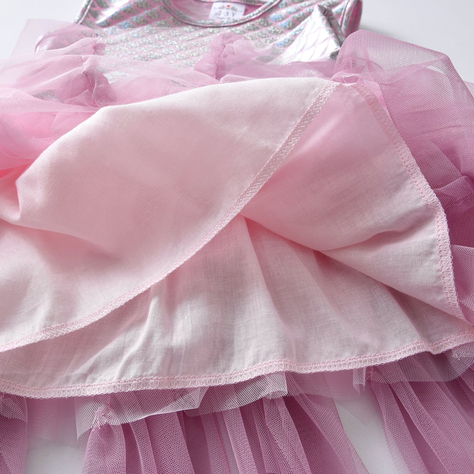 2-8Y Girls Mermaid Dress Pink Mermaid Tutu Dress Princess Party Girls Toddler Dress