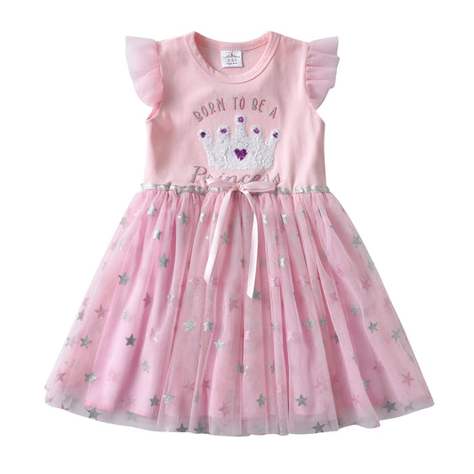 2-8Y Girls Sleeveless Dress Pink Bron to be a Princess Party Tutu Dress