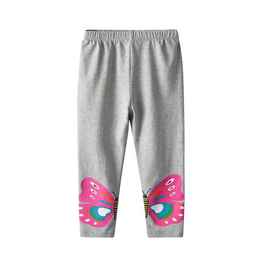 2-8Y Girls Casual Pant Butterfly Printed Grey Legging Pant