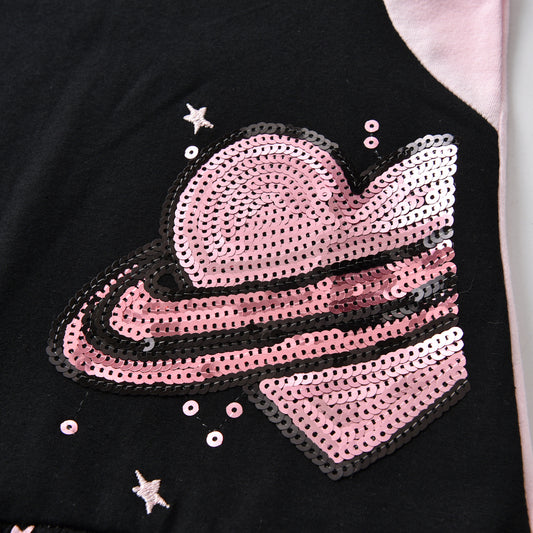VIKITA Girls Sleeveless Dress Sequins Love Heart Ruffle  A Line Casual Dress
