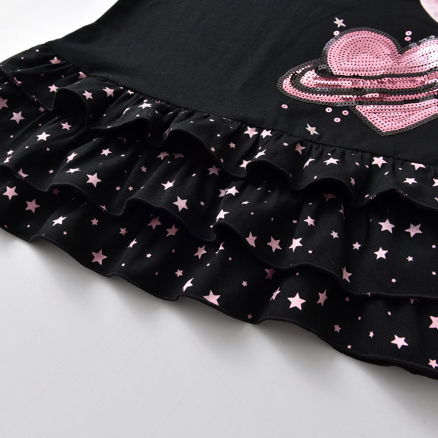 VIKITA Girls Sleeveless Dress Sequins Love Heart Ruffle  A Line Casual Dress