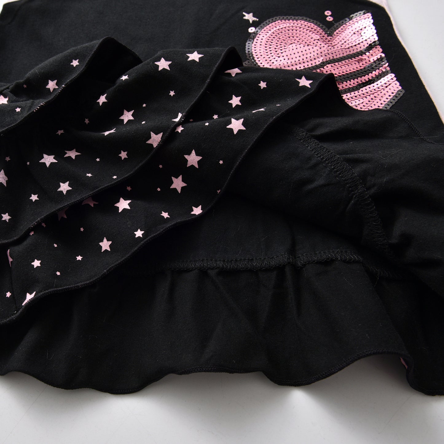 VIKITA Girls Sleeveless Dress Sequins Love Heart Ruffle  A Line Casual Dress