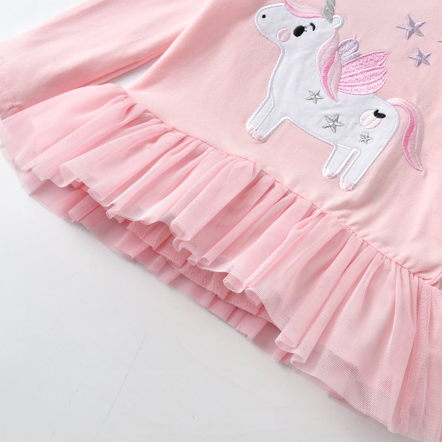 2Y-8Y Girls Clothing Sets Cute Unicorn Ruffle Tops + Star Skinny Leggings Pant