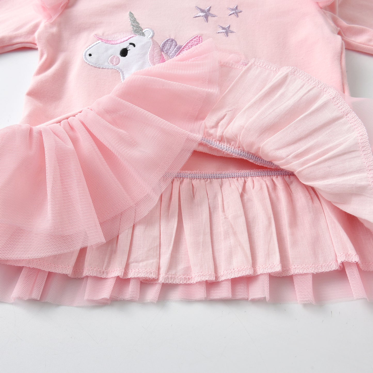 2Y-8Y Girls Clothing Sets Cute Unicorn Ruffle Tops + Star Skinny Leggings Pant