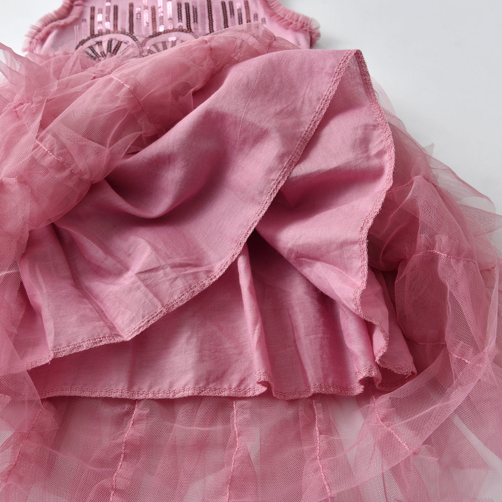 2Y-8Y Girls Sleeveless Dress Sequins Ruffle Tulle Tutu Party Dress