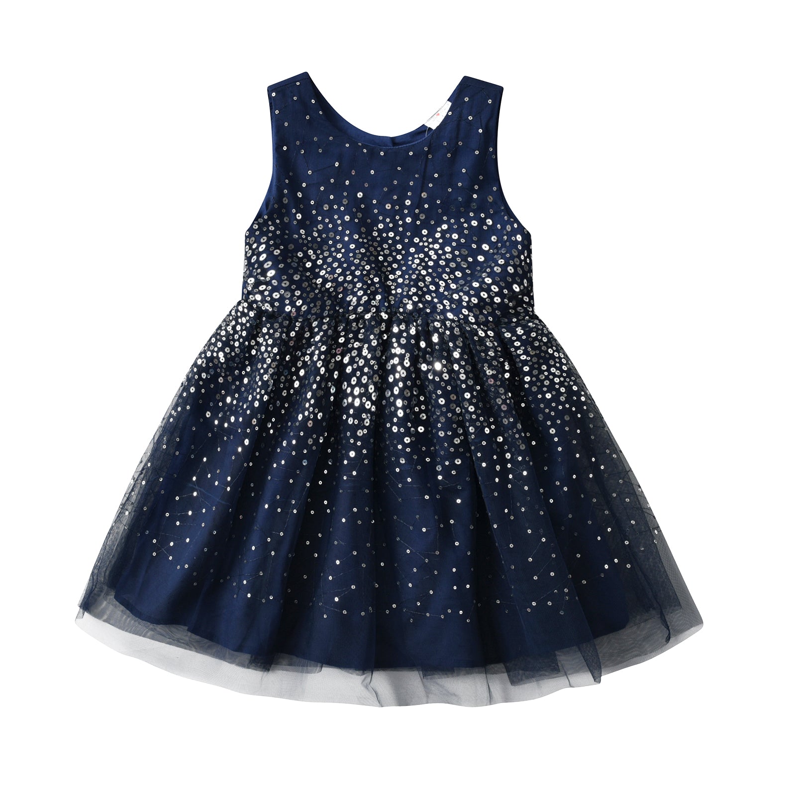 2Y-8Y Girls Sleeveless Dress Sequins Sparkle Blue Tulle Tutu Dress