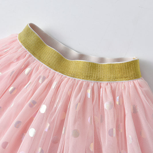 2Y-8Y Pink Spot Layered Tulle Tutu Skirts for Girls Toddler