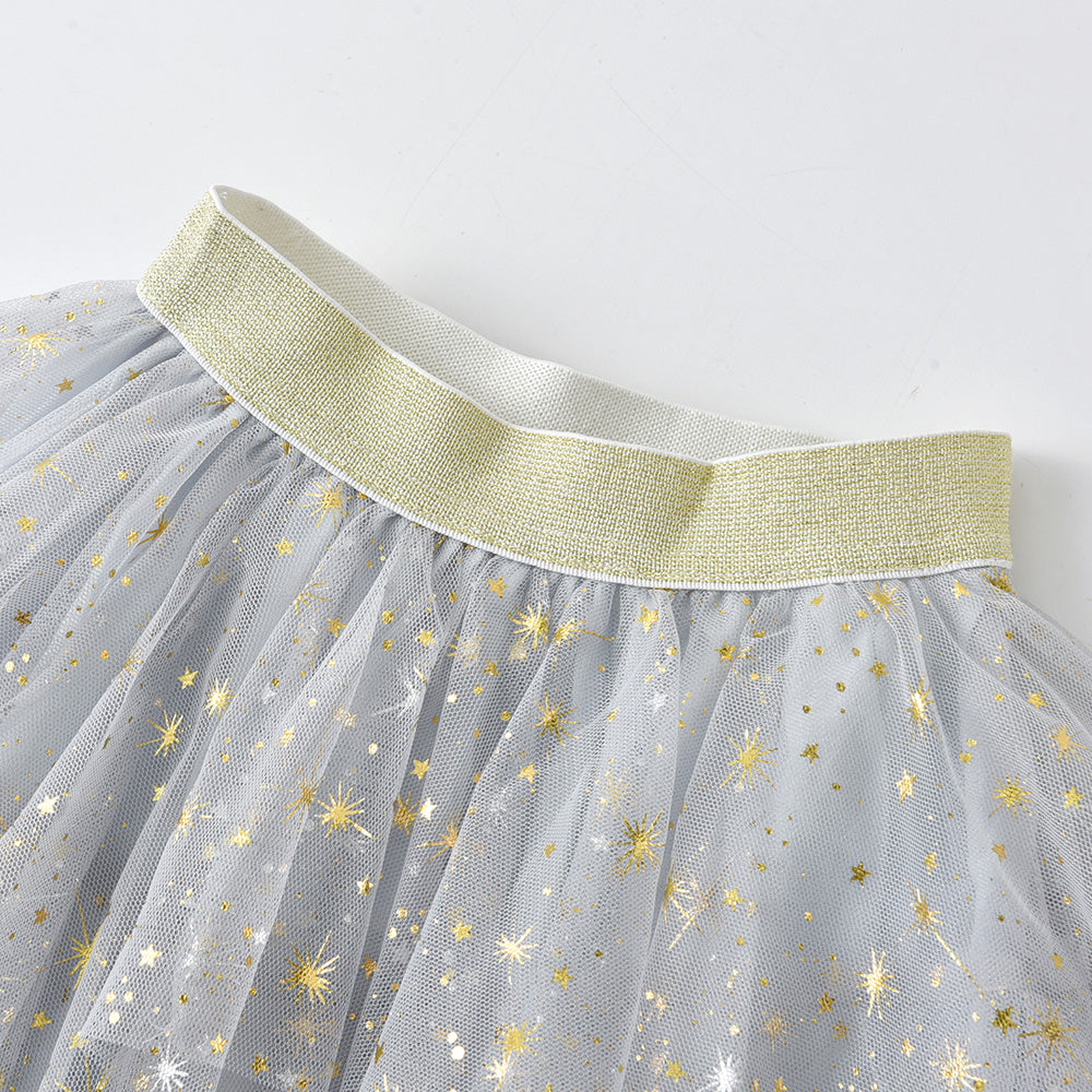 Sequins Star Tulle Skirts Summer Irregular Tutu Skirts for Girls Toddler