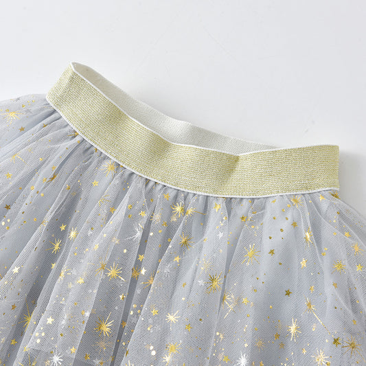 Sequins Star Tulle Skirts Summer Irregular Tutu Skirts for Girls Toddler