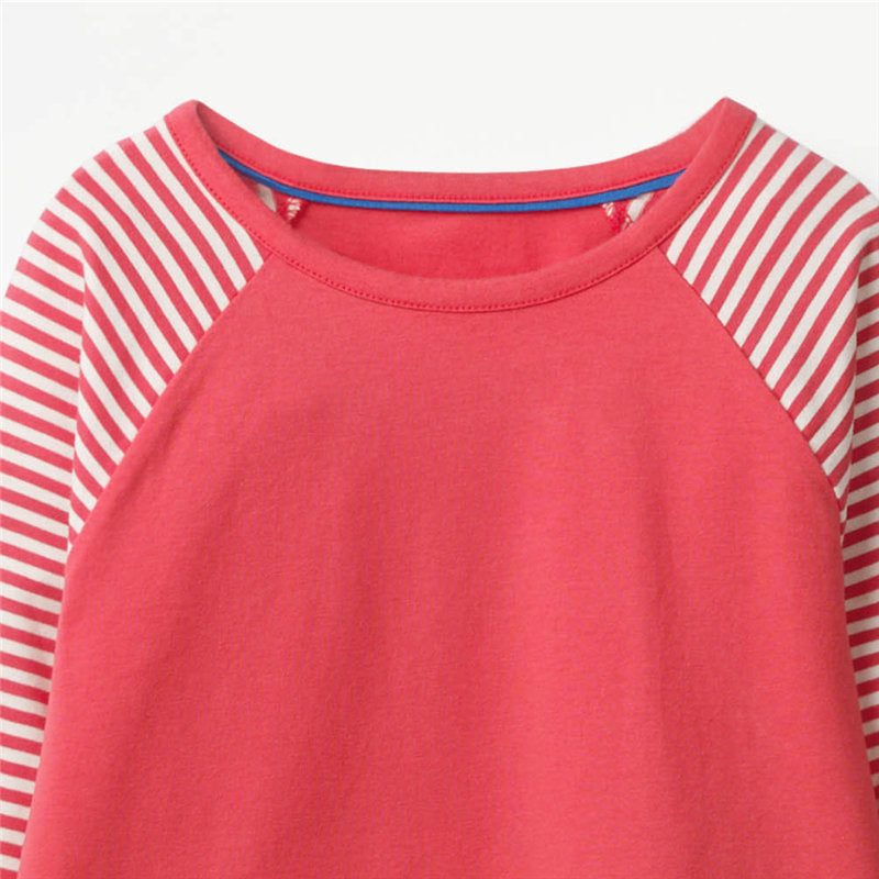VIKITA Splicing Unicorn A Line Stripe Long Sleeve Girls Dress for Casual