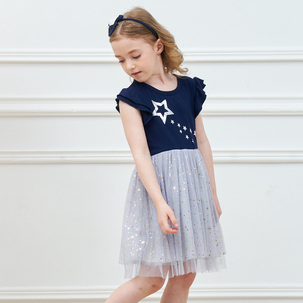 Girls Summer Dress Star Tulle Tutu Dress Birthday Party Princess Dress for Girls Toddler