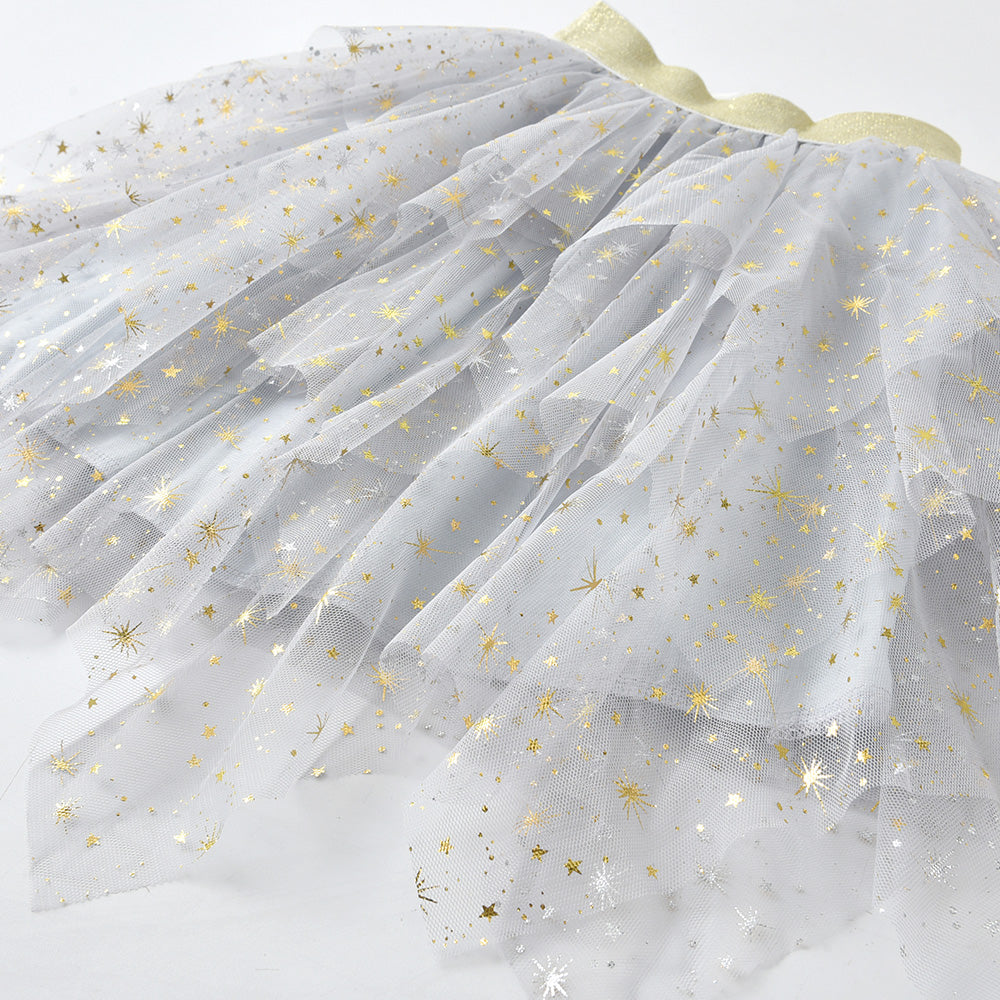 Sequins Star Tulle Skirts Summer Irregular Tutu Skirts for Girls Toddler