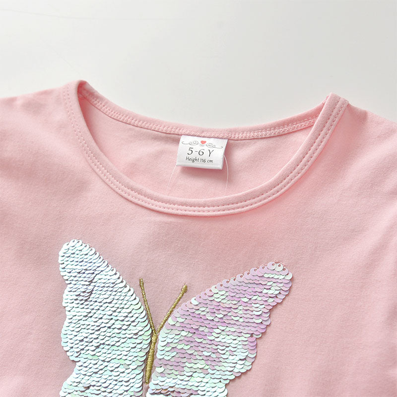 Butterfly Sequined Long Sleeve Toddler Winter Tutu Girl Dress for Party Brithday Daily