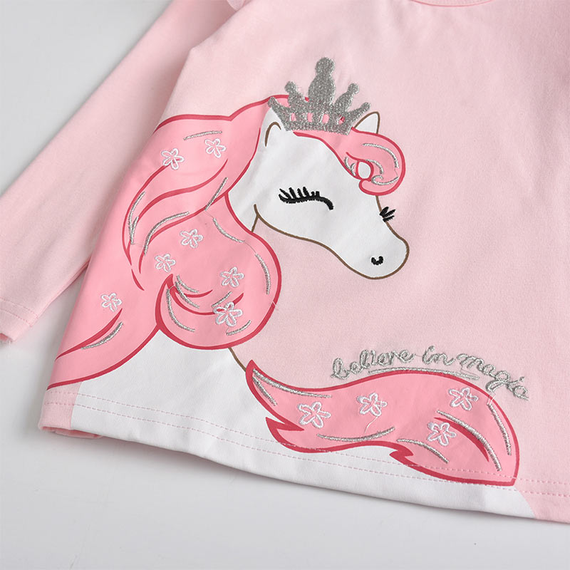 Unicorn Long Sleeve T-Shirt and Butterfly Leggings Pants Pink Set for Girl Toddler 3-8T