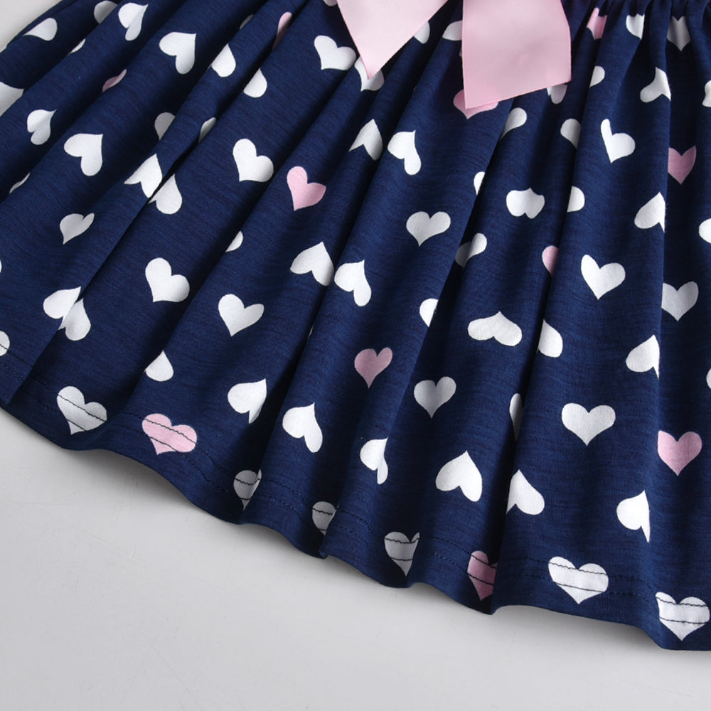 Love Heart Sequined Long Sleeve Fall Tollder Cotton Girl Dress