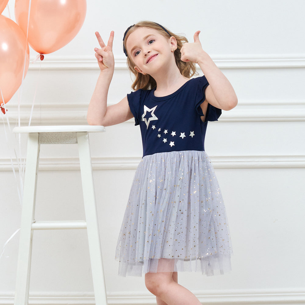 Girls Summer Dress Star Tulle Tutu Dress Birthday Party Princess Dress for Girls Toddler
