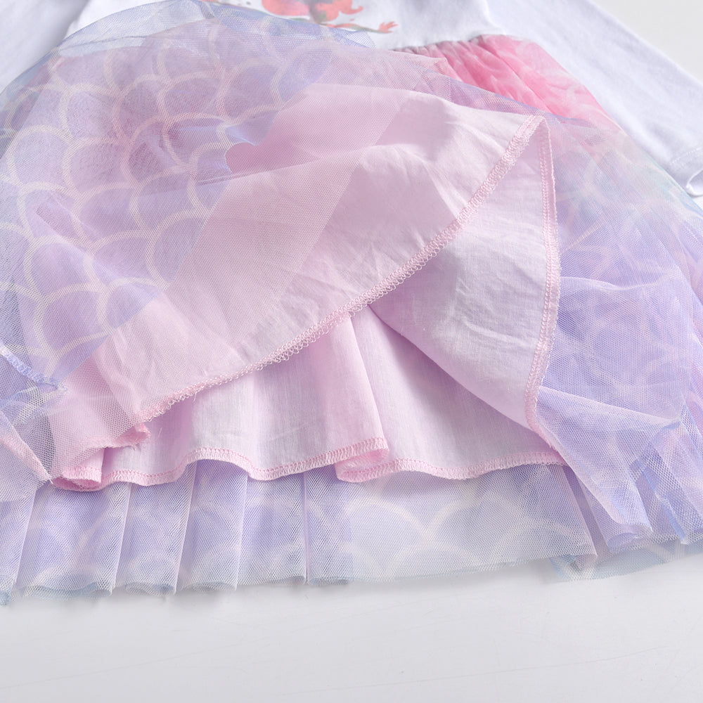 Mermaid Pattern Colorful Tulle Fall Winter Toddler Tutu Dress