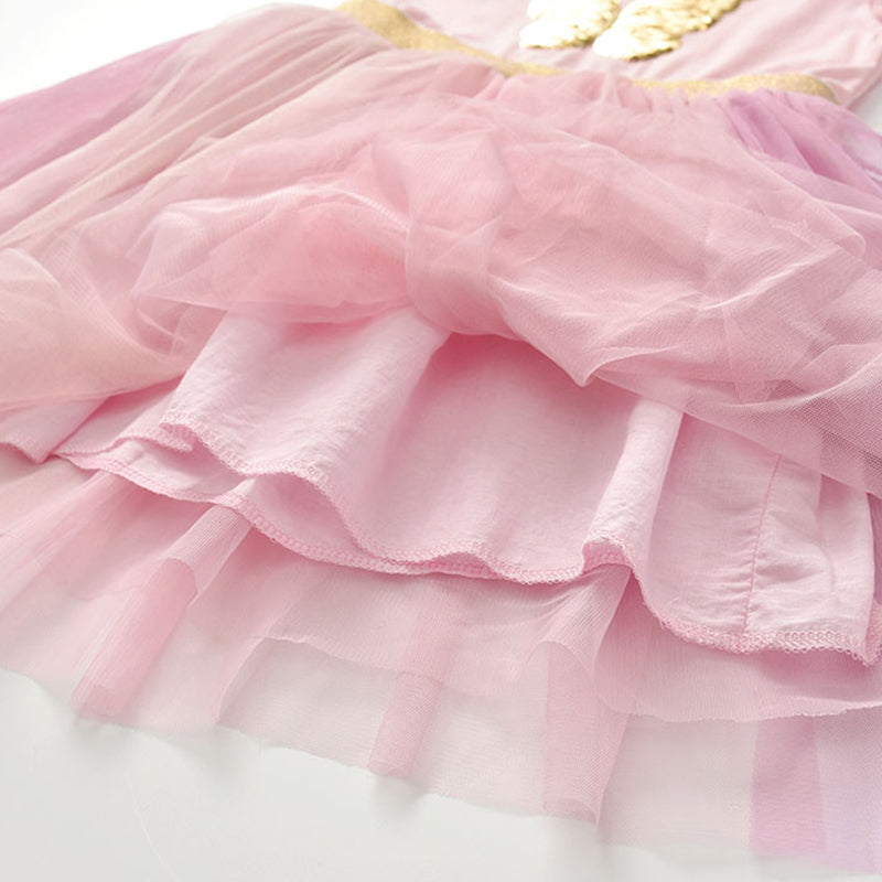 Butterfly Sequined Long Sleeve Toddler Winter Tutu Girl Dress for Party Brithday Daily