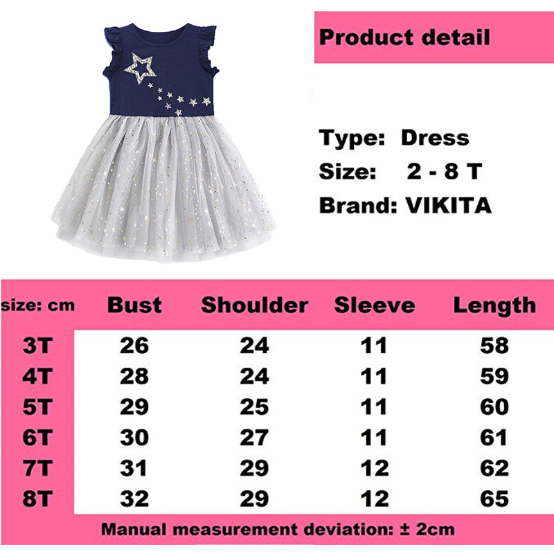 Girls Summer Dress Star Tulle Tutu Dress Birthday Party Princess Dress for Girls Toddler