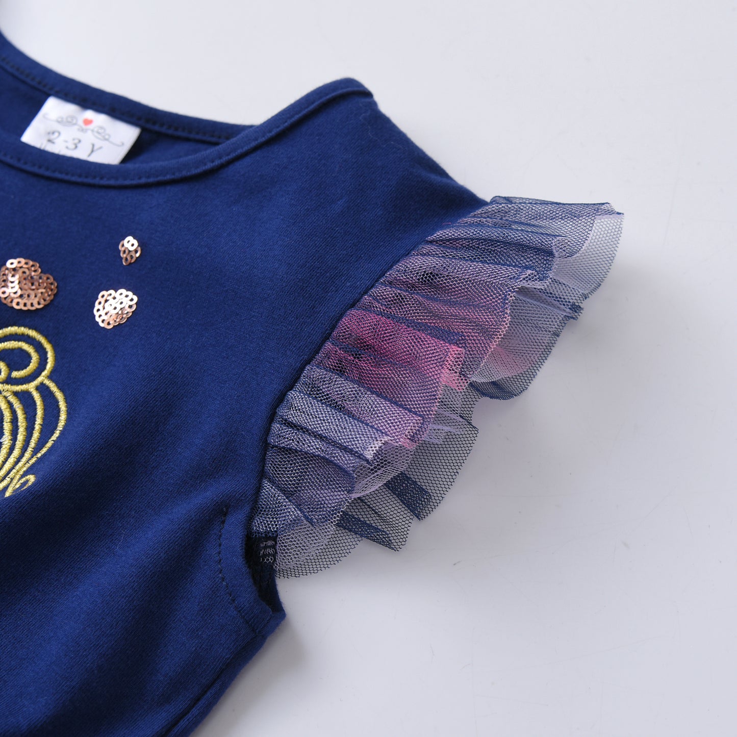 2Y-8Y Girls Sleeveless Dress Blue Embroidery Unicorn Sparkle Starry Sky Tulle Tutu Dress