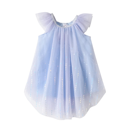 2-8Y Girls Short Sleeve T-Shirt Sparkle Tulle A Line Girls Top